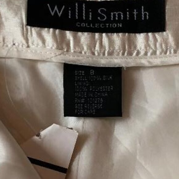 Willi Smith, NWT,100% Silk, lined, straight leg, trouser, Color: Cream, Size: 8 - Picture 3 of 11